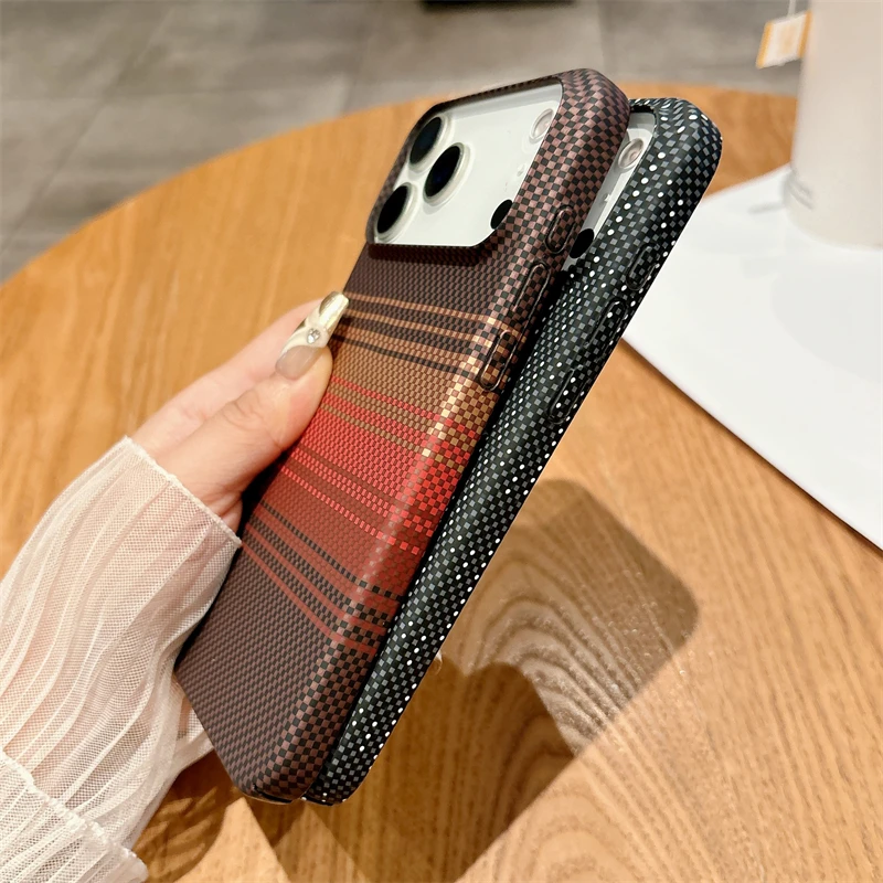 Ultra Thin Carbon Fibre Kevlar Pattern For Magsafe Magnetic Case For iPhone 17 Air 16 15 14 Plus 13 12 11 Pro Max PC Hard Cover - Image 5