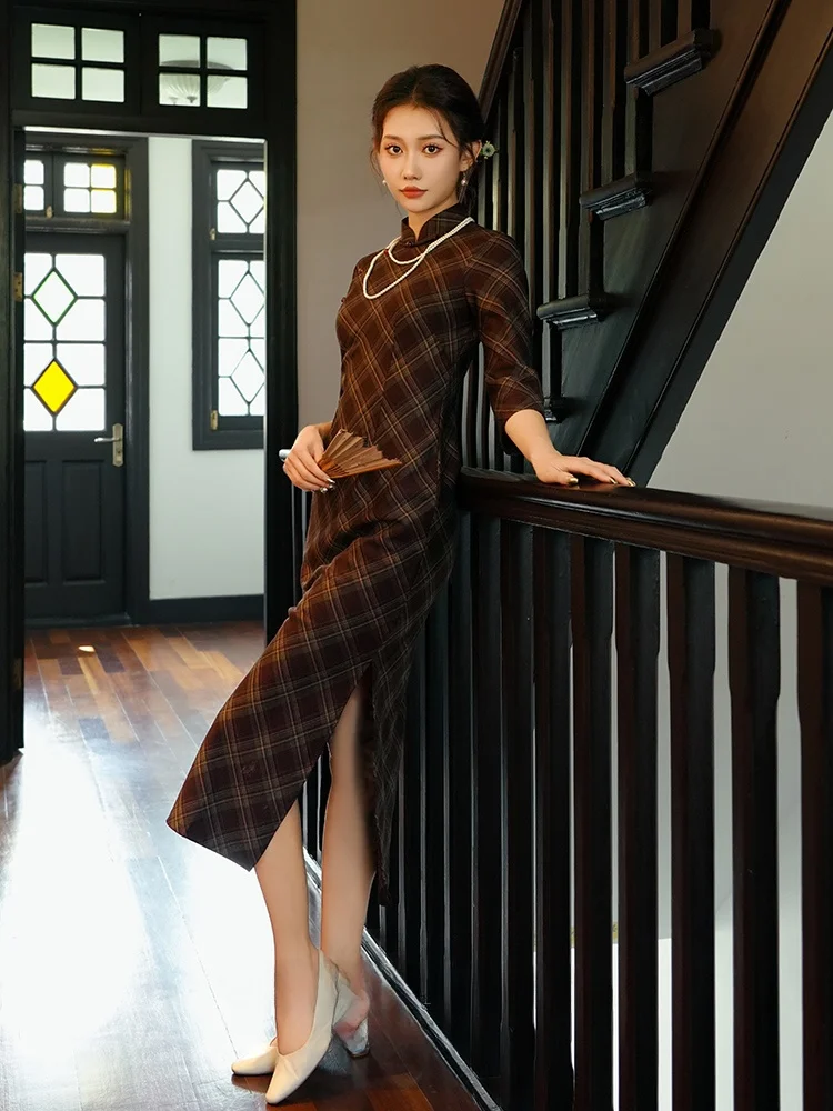 

Ele Long-Sve Full-Bustle Design New Chinese Sle Women's Traditional Costume Daily Wear Spring Autumn Season