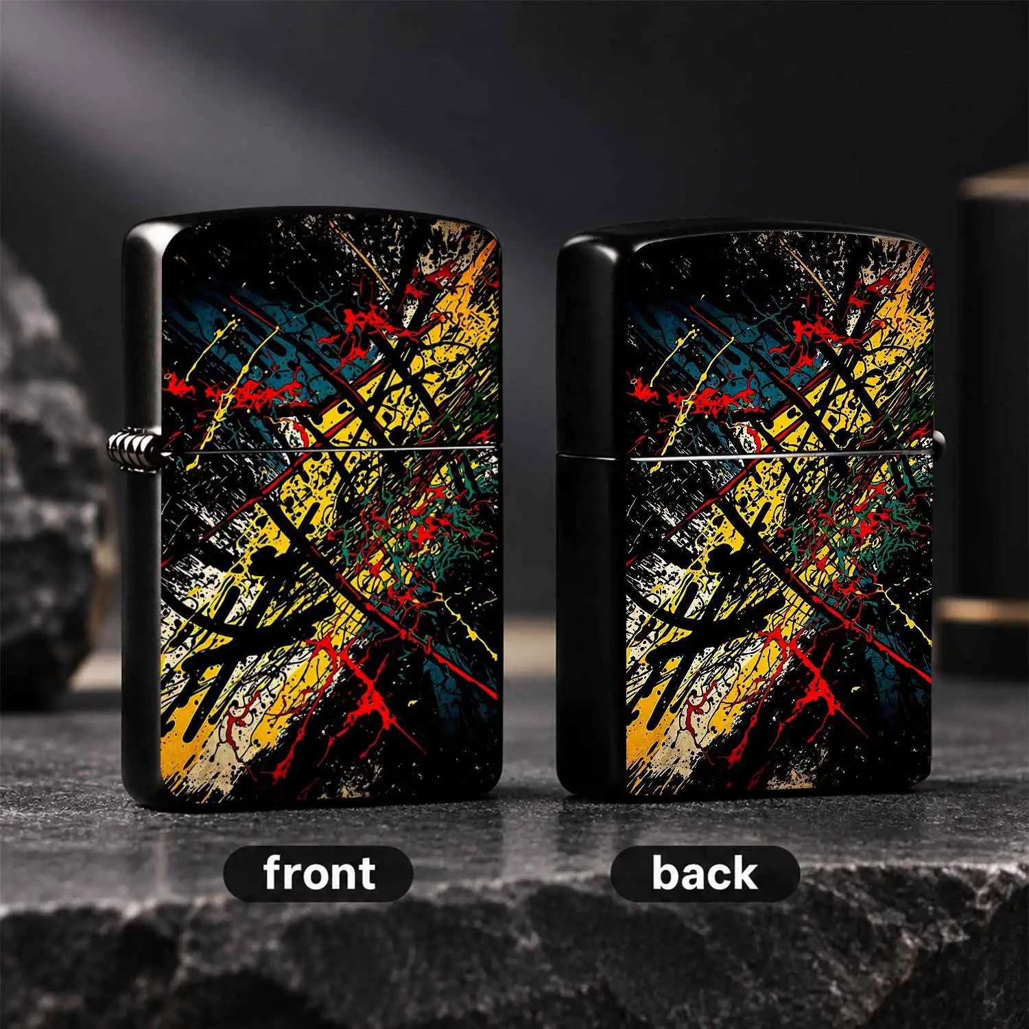 Stylish Graffiti Art Style Portable Lighter, Abstract Splatter Color Contrast Creative Pattern, Suitable For Daily Outings And Various Scenarios, Personalized Decor Item, Ideal For Gifting And Self Use, Trendy Unique Practical Accessory Int