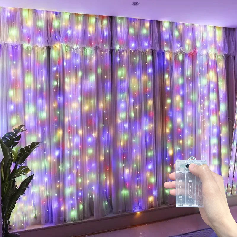 6m/3m Curtain LED String Lights Garland AA Battery Powered Fairy Lights Wedding Party Decoration for Home Room Decor Aesthetic