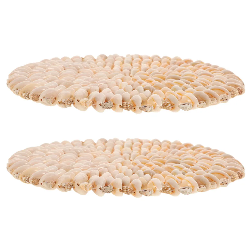 

2pcs Shell Drink Coasters Insulated Beach Home Decor Rustic Table Placemats Boho Ocean Coastal Theme Cup Coasters