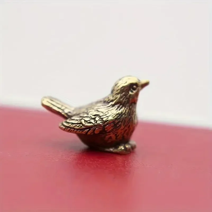 Elegant Brass Sparrow Tea Pet - Intricately Detailed Solid Brass Bird Figurine Versatile Indoor/Outdoor Decor Piece, Teal Decor