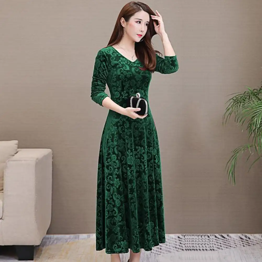 

Autumn Winter Dress Casual Dress Elegant Floral Print Women's Long Sleeve Dress for Casual Party Wear in Autumn Winter