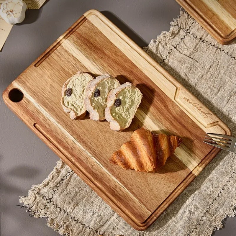 Large Acacia Wood Cutting Board for Kitchen,Chopping Block with Juice Groove and Handle Hole for Meat,Butcher Block,Cheese Tray
