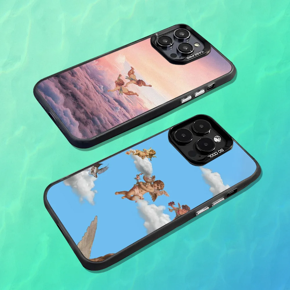 

Printing Art Angel Baby Phone Case For iPhone 16,15,14,13,12,11,Mini,Pro,MAX Black Matte Shockproof Cover