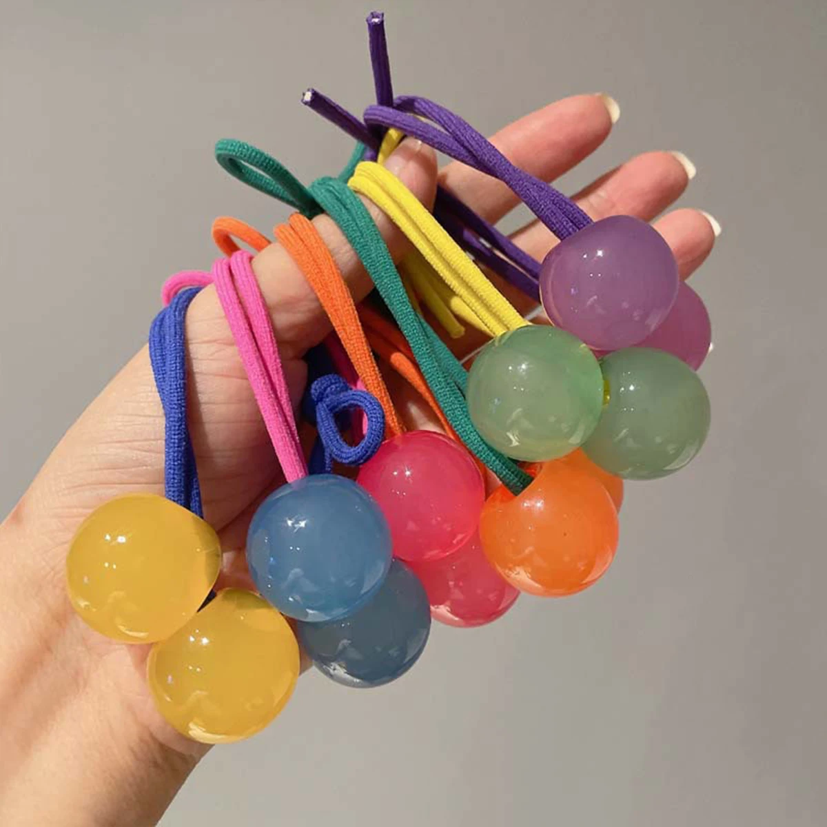 1pc Fashion Color Jelly Ball Rubber Band Ladies Jewelry Hair Circle Cute Jelly Hair Accessories for Girls