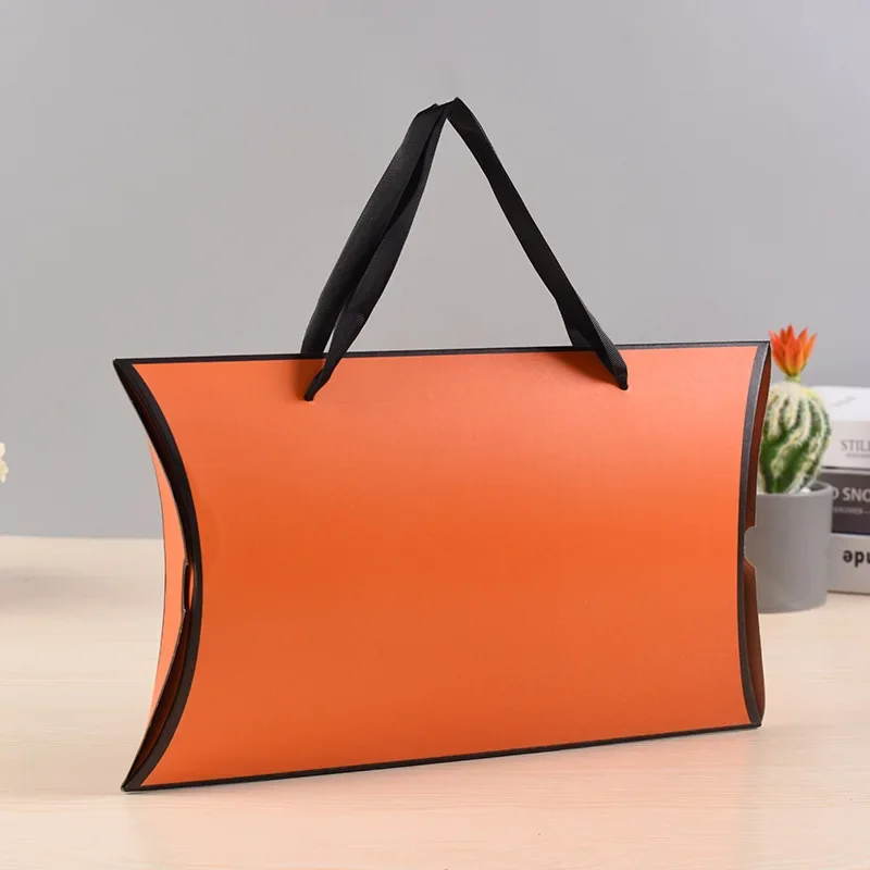 

10pcs Large pillow Paper Box For Gift Packaging Hollow Scarf Pajama Underwear Packing Box With Handle
