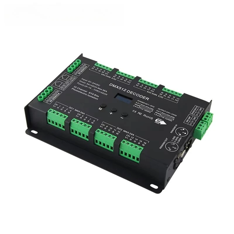 BC‑632 32‑Channel DMX512 Decoder OLED RDM 8‑16Bit RGB RGBW LED Controller For Stage Lighting