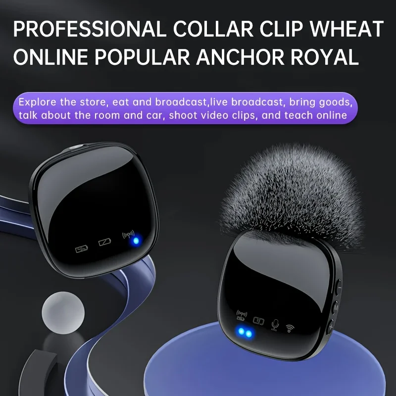 Live streaming microphone outdoor noise reductionwireless clip-on microphone mobilephone recordingmicrophone recording equipment view 3