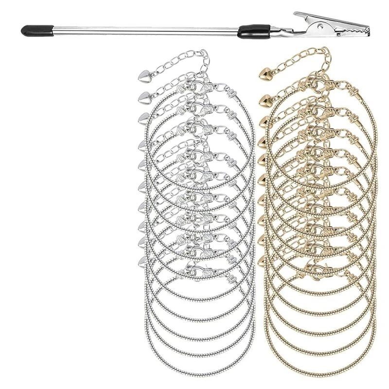 20 Pcs Snake Chain Charm Bracelet Chains With Bracelet Helper 3Mm Adjustable Snake Charm Bracelet For Women Gifts Eco-Friendly