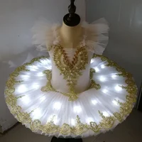 Tutú de Ballet con luz Led, lago de los cisnes, bailarina, panqueque, tutú para niña, mujer, adulto, niño, vestido de Ballet, trajes de baile para niños, tutú Led