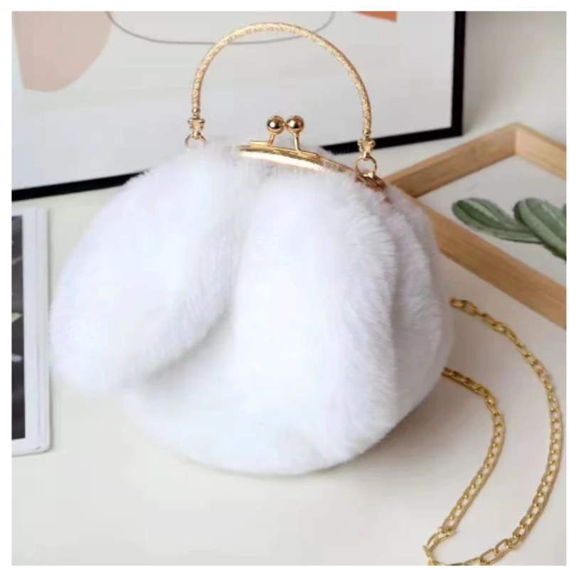 

Cute plush Cashmere little girl plush satchel ladies plush bag cute bunny pet bag bunny ear clip bag