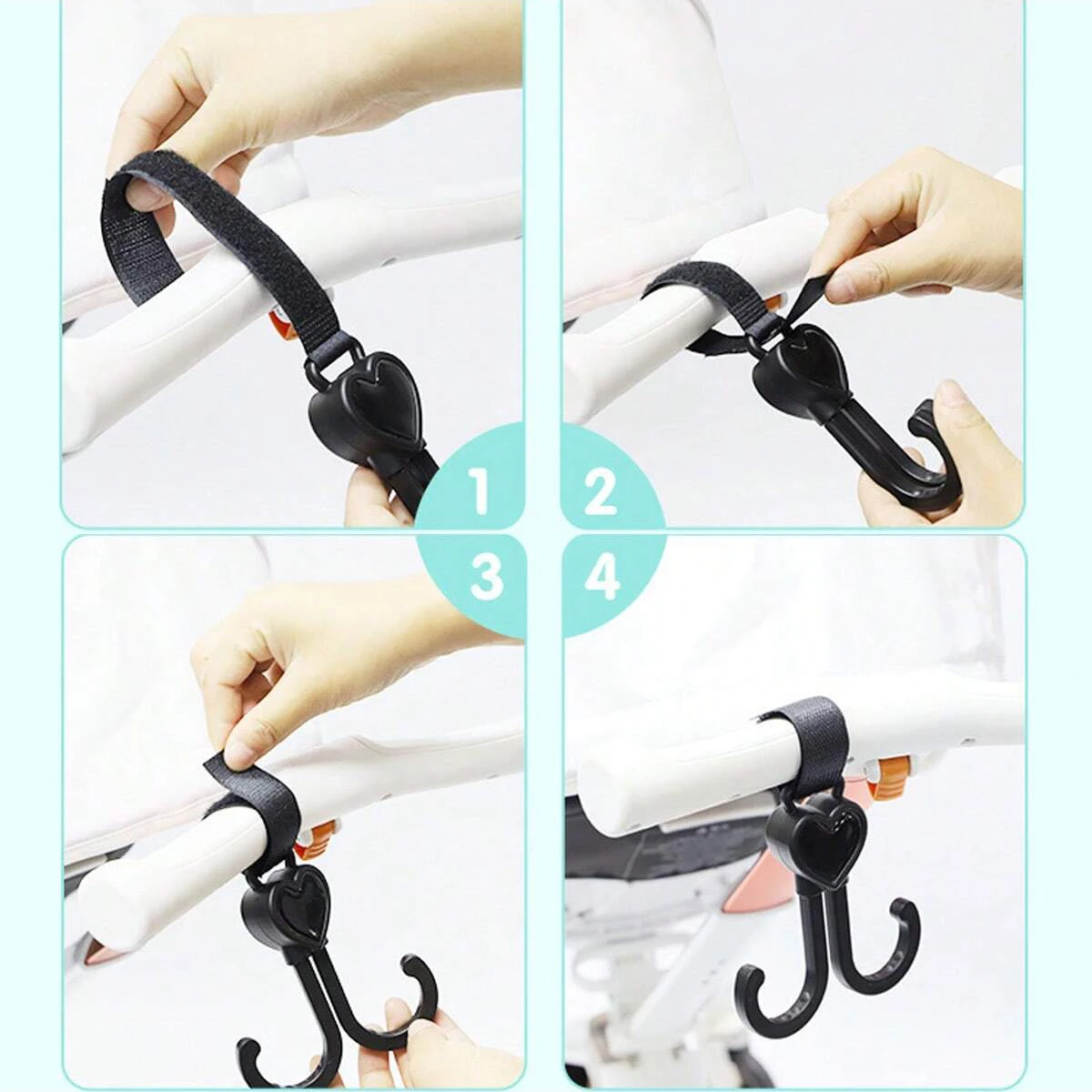 Baby Stroller Double Hook Rotate 360 Degree Pram Cart Hanging Diaper Organizer Bag Universal Hanger Clip Stroller Accessories