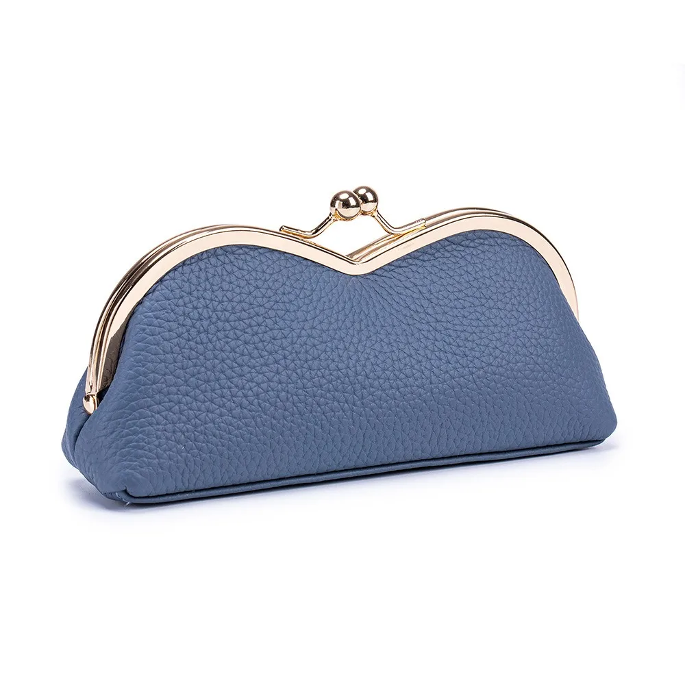 

Кожаный футляр для очков Kiss Buckle: мягкий чехол для женских очков, карандашей для бровей и солнцезащитных очков, для путешествий и повседневного использования