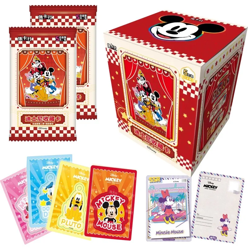 Disney Mickey Mouse Cards Colorful Holiday Mickey Minnie Donald Duck Limited Edition Colorful Gold Collectible Card Toys Gifts