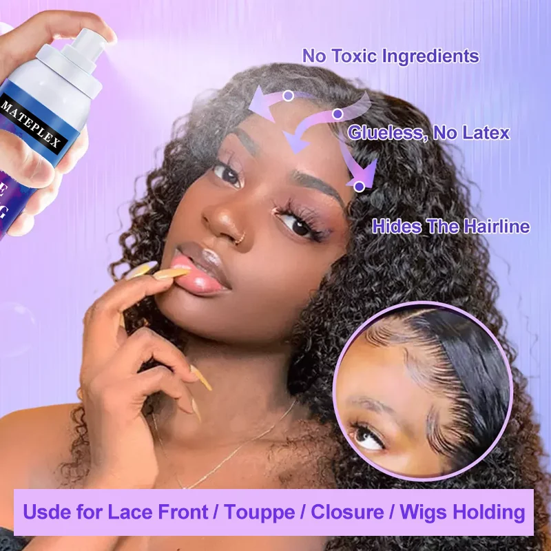 Lace Glue Spray Temporary Hold Lace Melting Spray Waterproof Wig Adhesive For Toupee+Lace Tint Spray For Wigs Hairpiece Brown