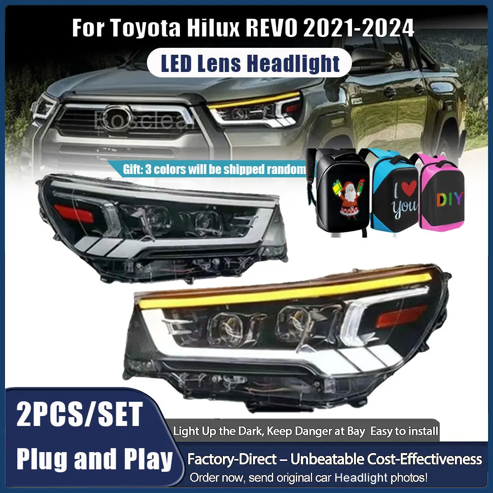 

Car Lights for Toyota Hilux Revo Headlight 2021 2022-2024 LED Projetor Head Lamp Daytime Running Light Automotive Accessories