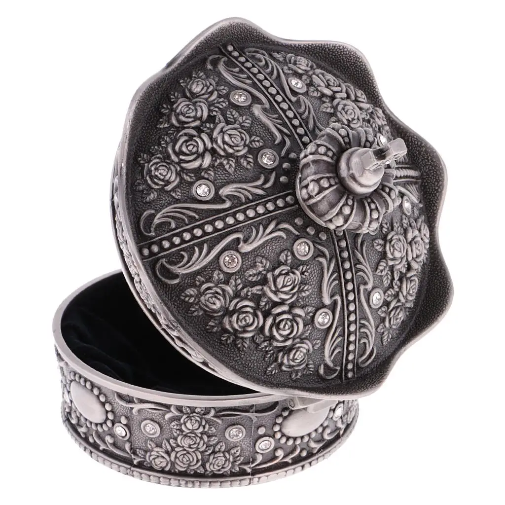 صندوق مجوهرات على شكل تاج عتيق منظم حاوية الحلي