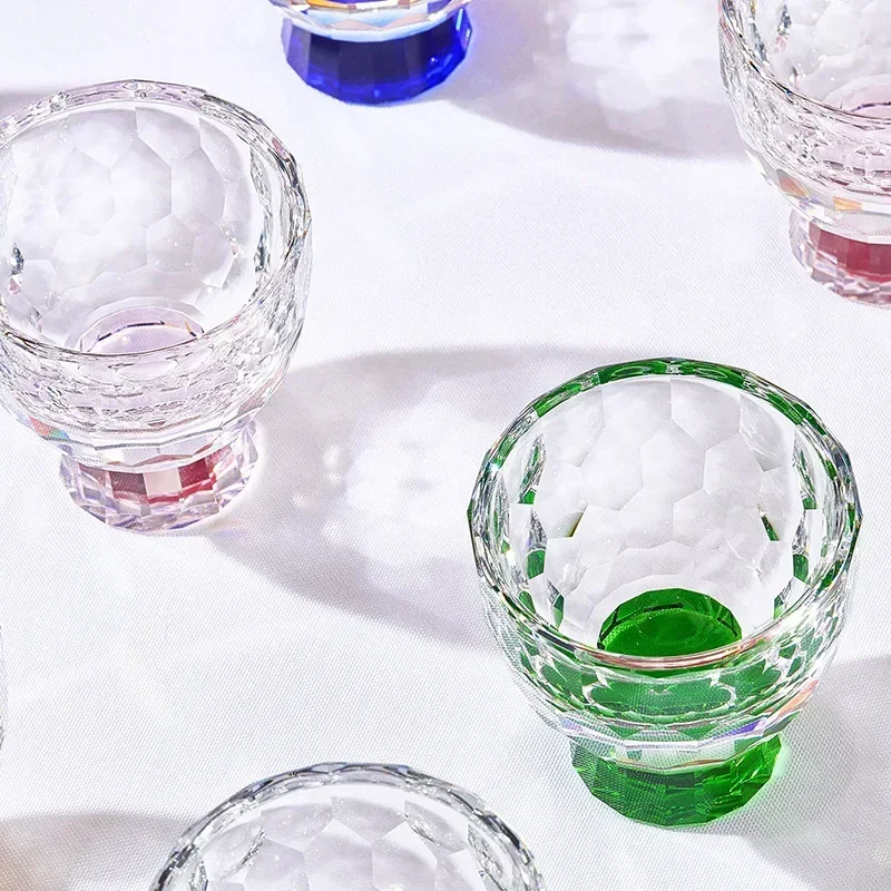 Light luxury diamond faceted tea cup, crystal glass teacup, high-end anti-scalding tea set