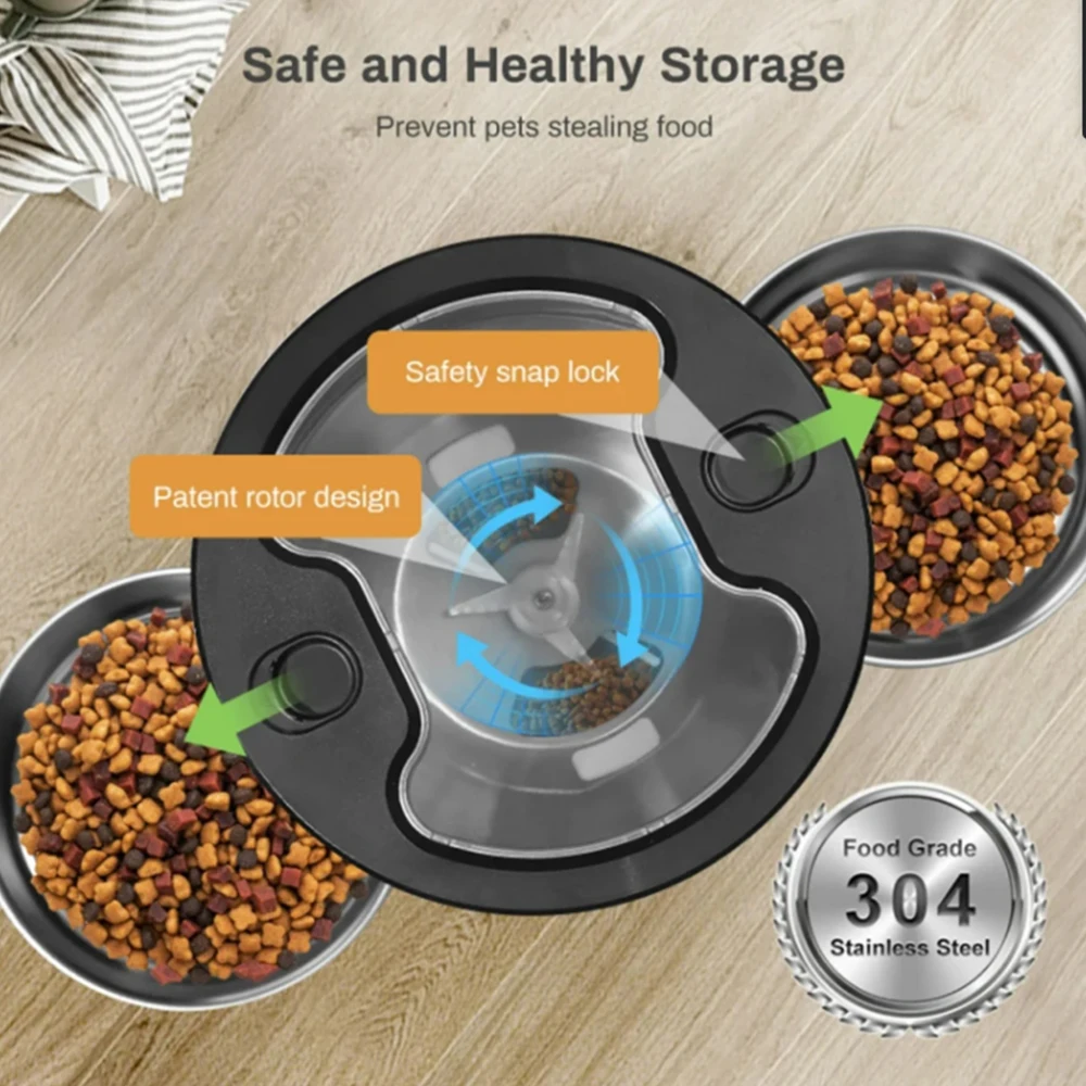 4.5L wifi/button version pet feeder intelligent food dispenser with dual bowls, used for cat and dog dry goods accessories 써큘레이터