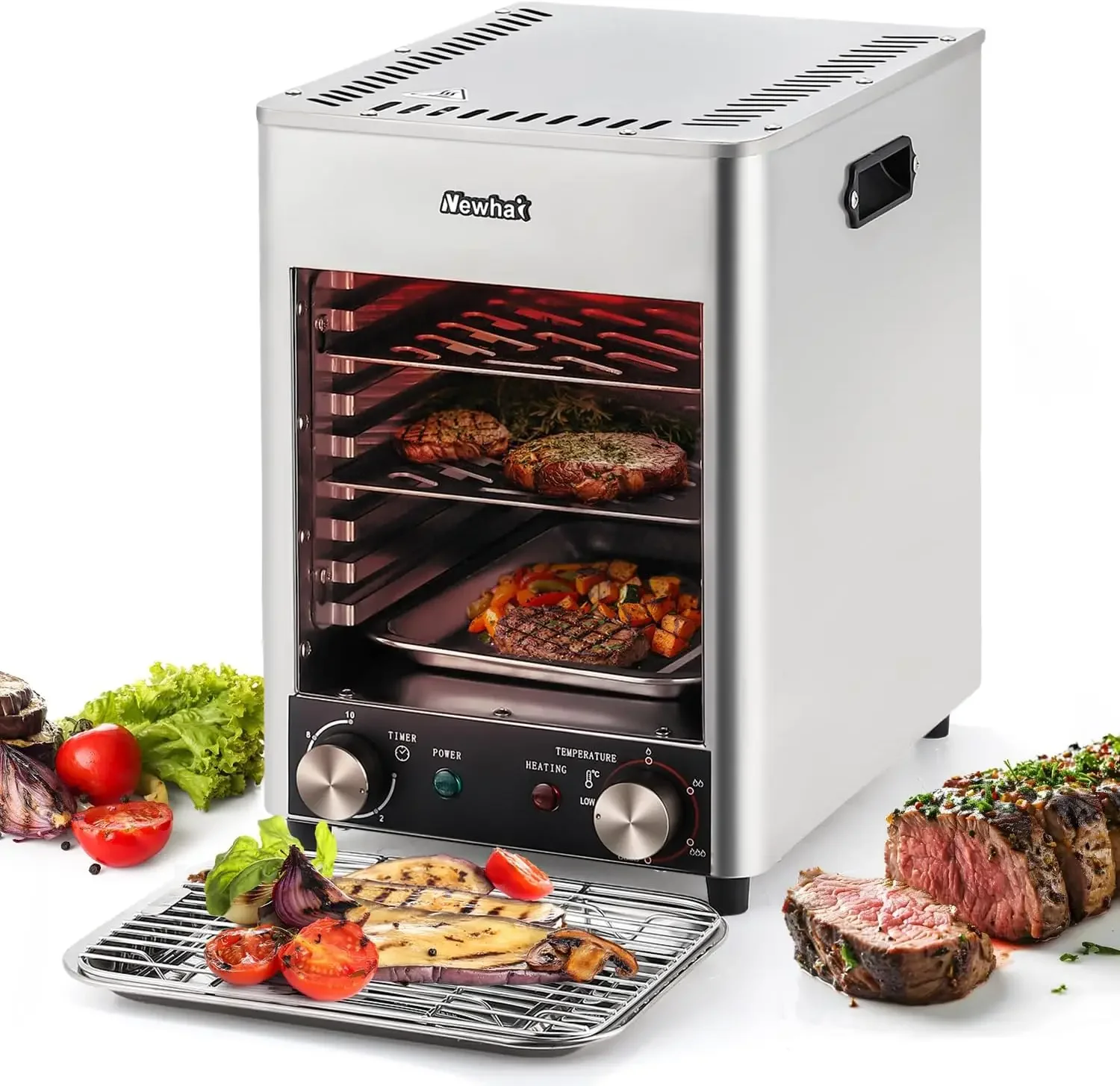 Commercial Steak Broiler 1700W Indoor Electric Steak Grill Automatic Steak Smoker Broiler Time Temperature Adjustable for