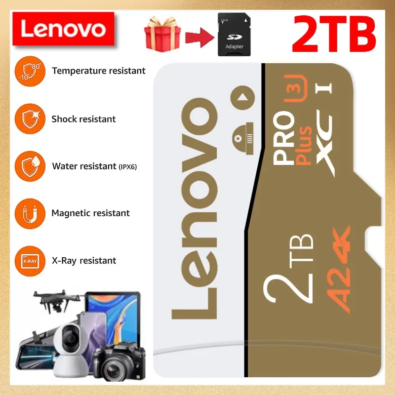 Lenovo-高速メモリカード,マイクロTFカード,SDカード,フラッシュクラス10,電話用TFカード,ドローン,2テラバイト,256GB, 512GB,テラバイトGB