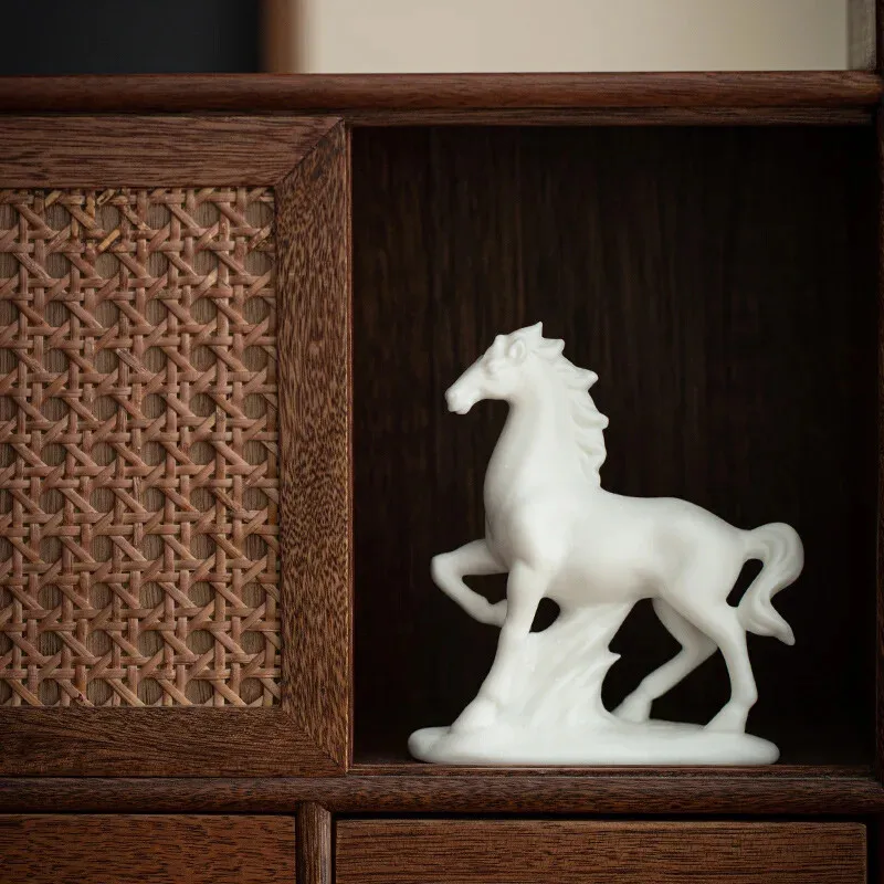 Ceramics White Horse Statues Home Decoration Accessories Animal Chinaware