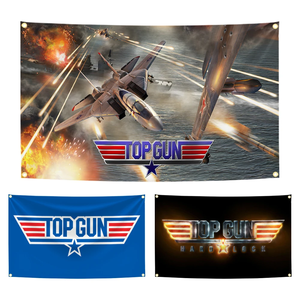 Top Gun Flag Tapestry Polyester Digital Printing Banner for Garage Wall Art Out Door Decoration