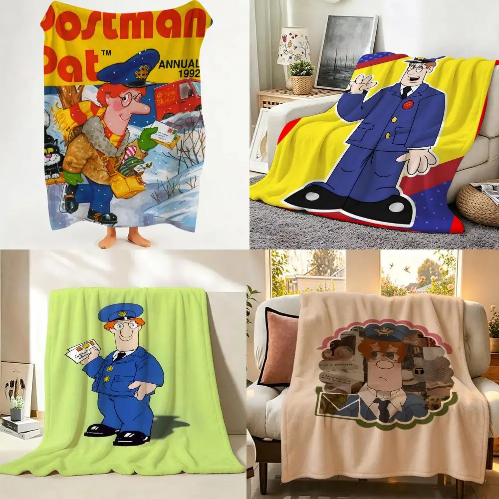 Cartoon P-Postman P-Pat Throw Flannel Throw Blanket Suitable for Sofa、Living Room、Bedroom