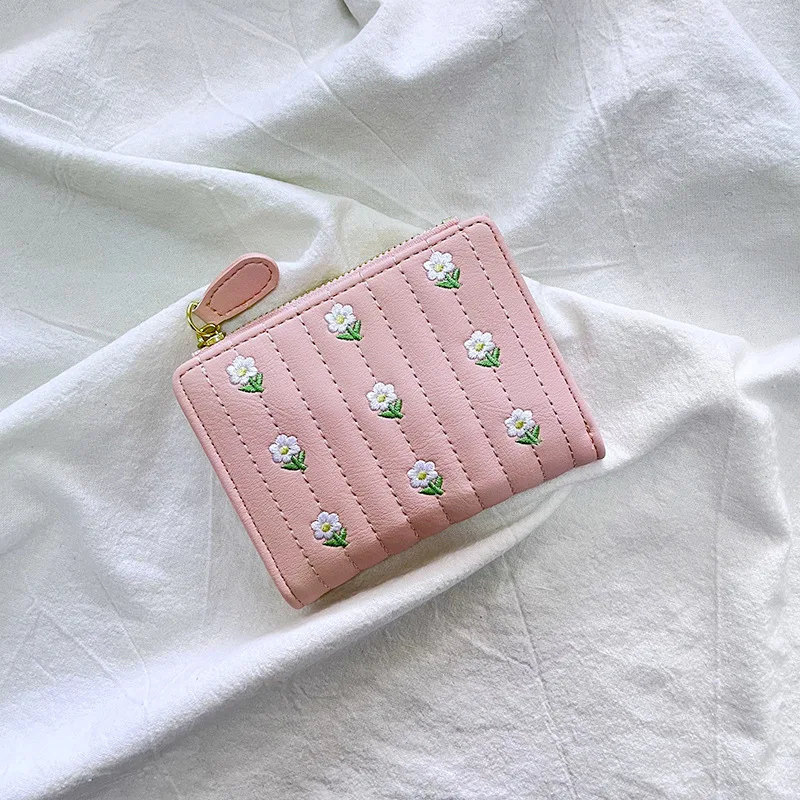 1 قطعة محفظة جلدية قصيرة للنساء جديد صغير سستة حقيبة المال بلون زهرة حاملي بطاقات فتاة المحفظة
