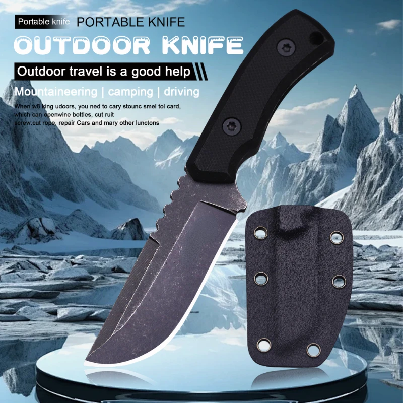 New 440C Steel Outdoor Mini Straight Knife with K Sheath, EDC Portable Camping Knife, High Hardness Multifunctional Tool Knife