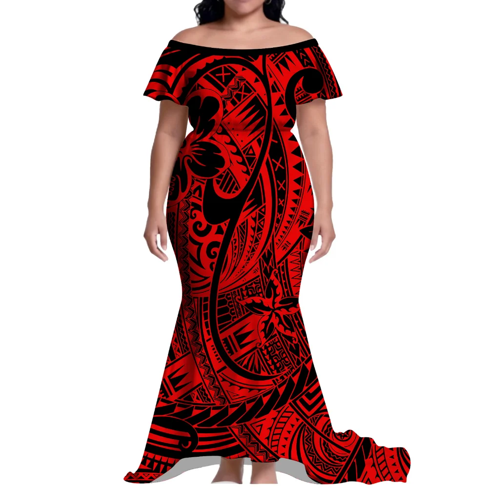 

Newly Designed Polynesian Island Custom Women'S One-Shoulder Floor-Length Dress For Cocktail Party Evening Gowns