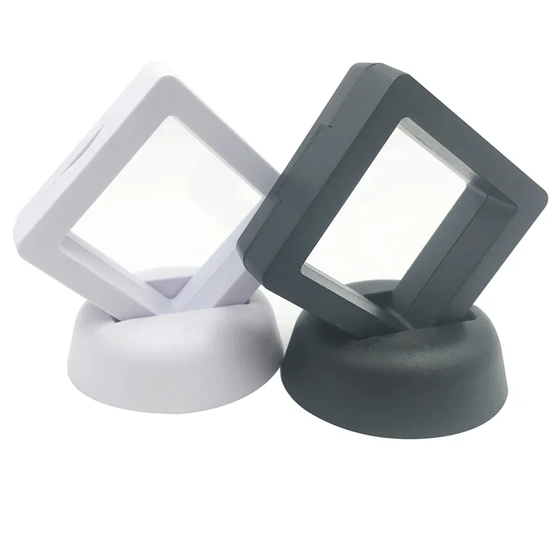 Jewelry Display Box Ring Earring Ancient Coin Display Protect  Stand Holder Box Jewelry Floating Presentation Case 50*50mm