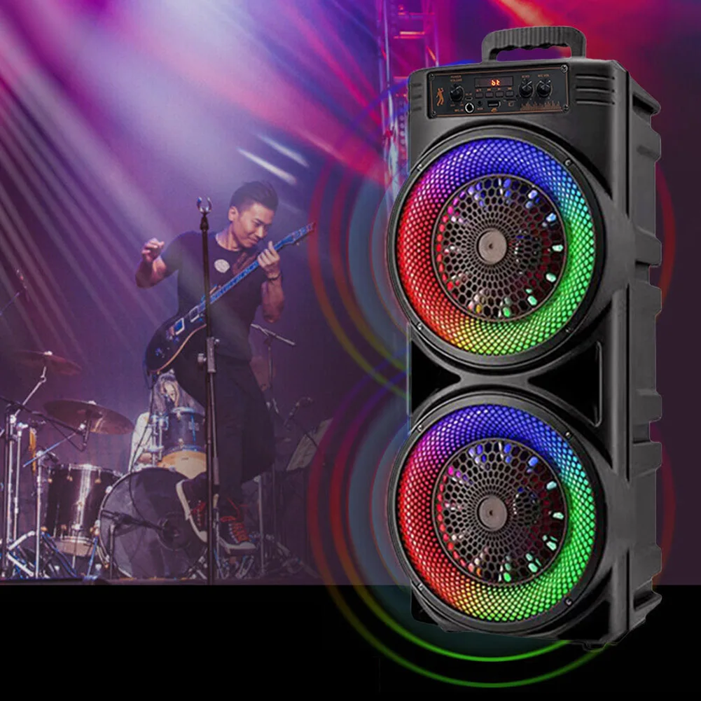 

For Party Bluetooth Speaker Double Subwoofer Loud Boombox with Deep Bass Lights Outdoor BT Speaker for Celebration Accessories