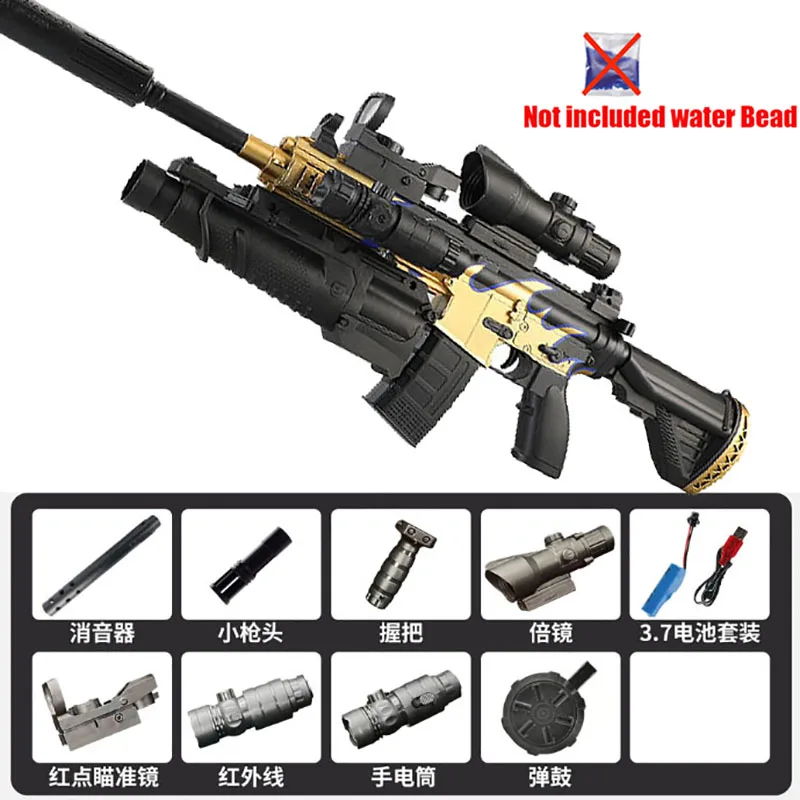 La nuova pistola giocattolo elettrica M416 senza sfera di gel può essere manuale e può essere elettrica con completamente equipaggiata con torcia a infrarossi Gioco giocattolo per ragazzi