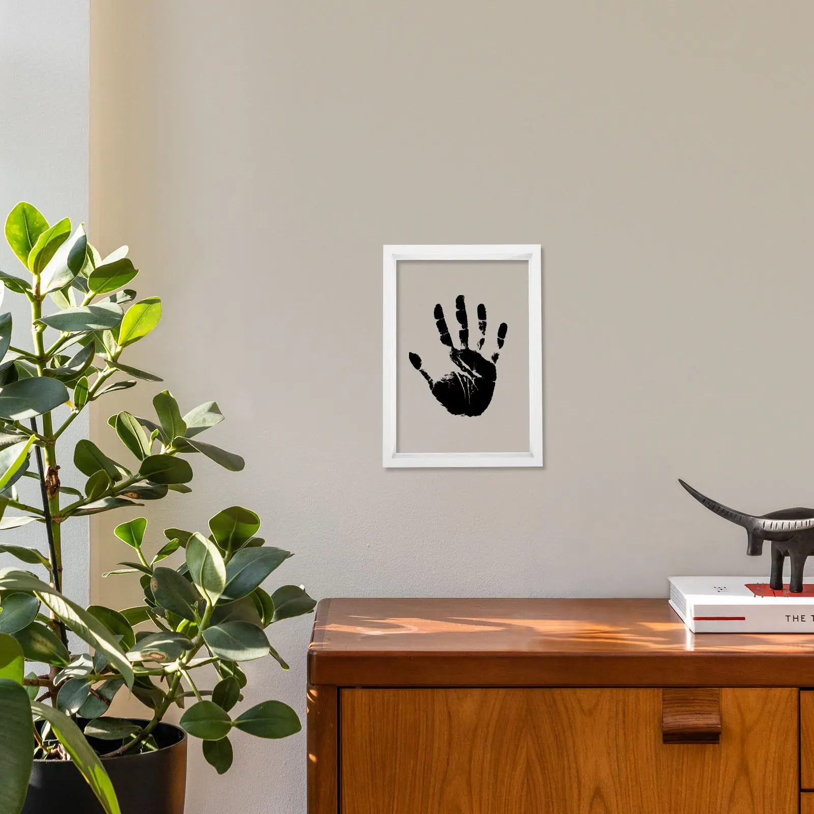 Transparent DIY Wooden Frame Family Handprint Keepsake Footprint Fingerprint Display Freestanding Wall Hanging Tabletop