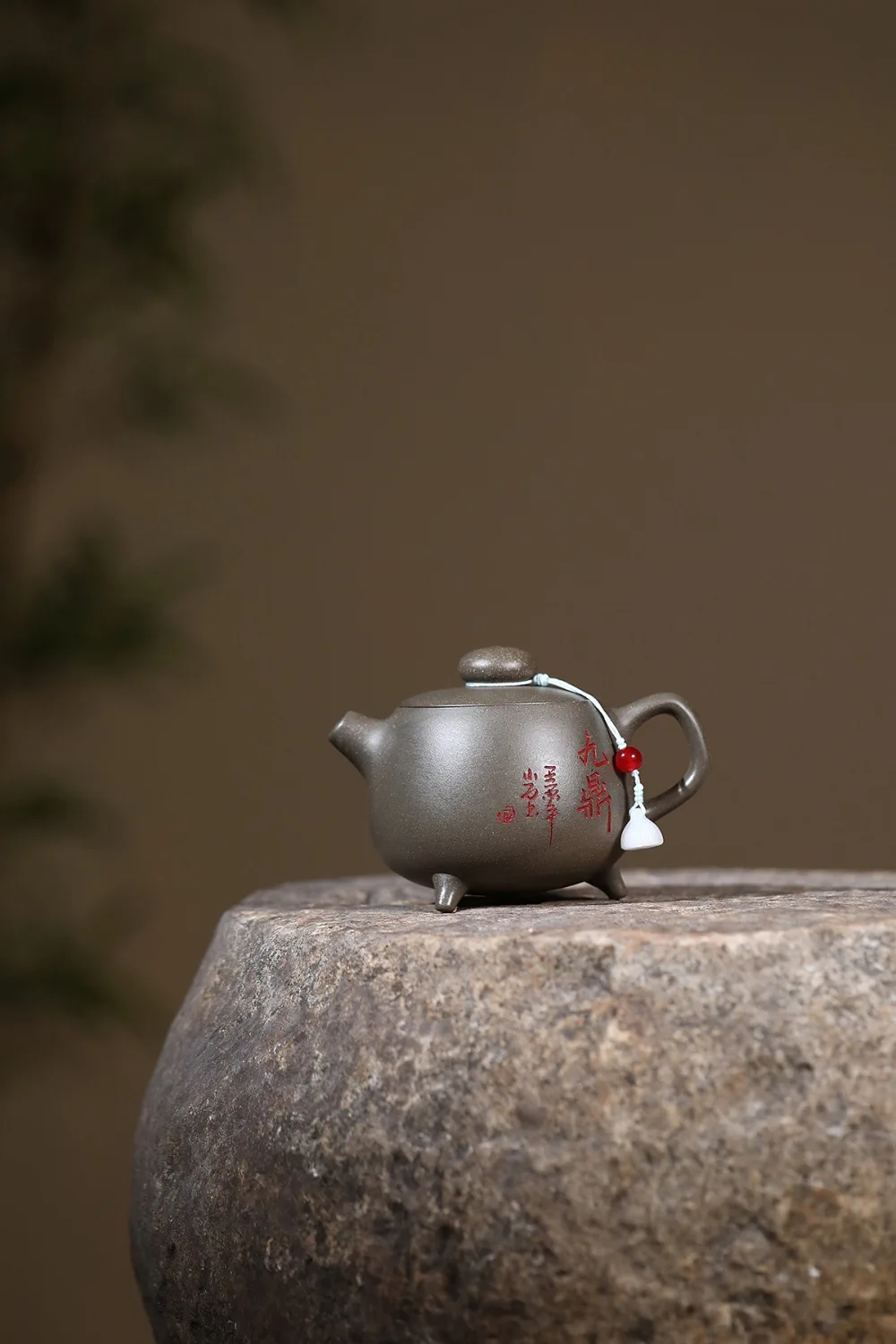 Raw Ore Clear Grey Duan Clay Zisha Teapot, Artisan Handmade Three-Legged Jiuding Pot, Traditional Yixing Collectible Premium