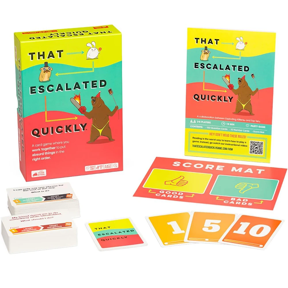 Exploding Kittens Presents That Escalated Quickly Funny Card Games for Adults and Kids Hilarious Family Game for Game Night