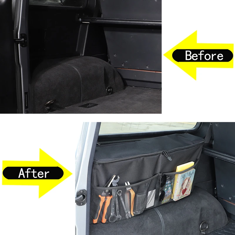 1PCS Black Cloth Car Trunk Boots Side Storage Bag Box Tool Store Pocket For Mercedes Benz G-Class W463 2004-2018 Car Accessories