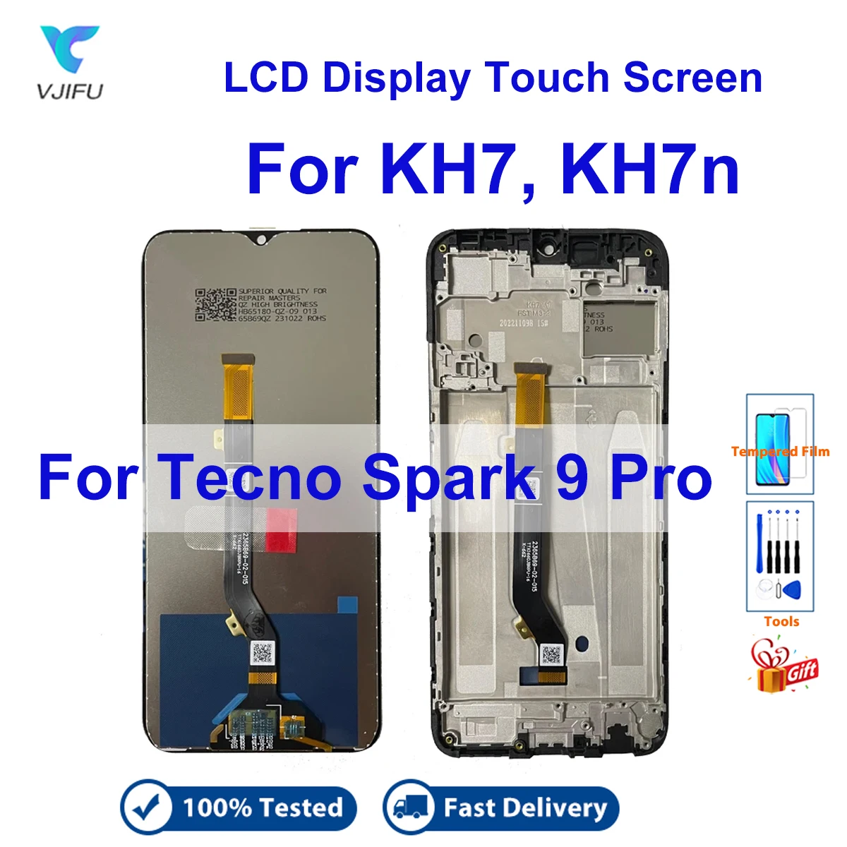 

Display Screen For Tecno Spark 9 Pro LCD Touch Screen KH7 KH7n Digitizer Assembly Replacement with Free Tempered Film Tools