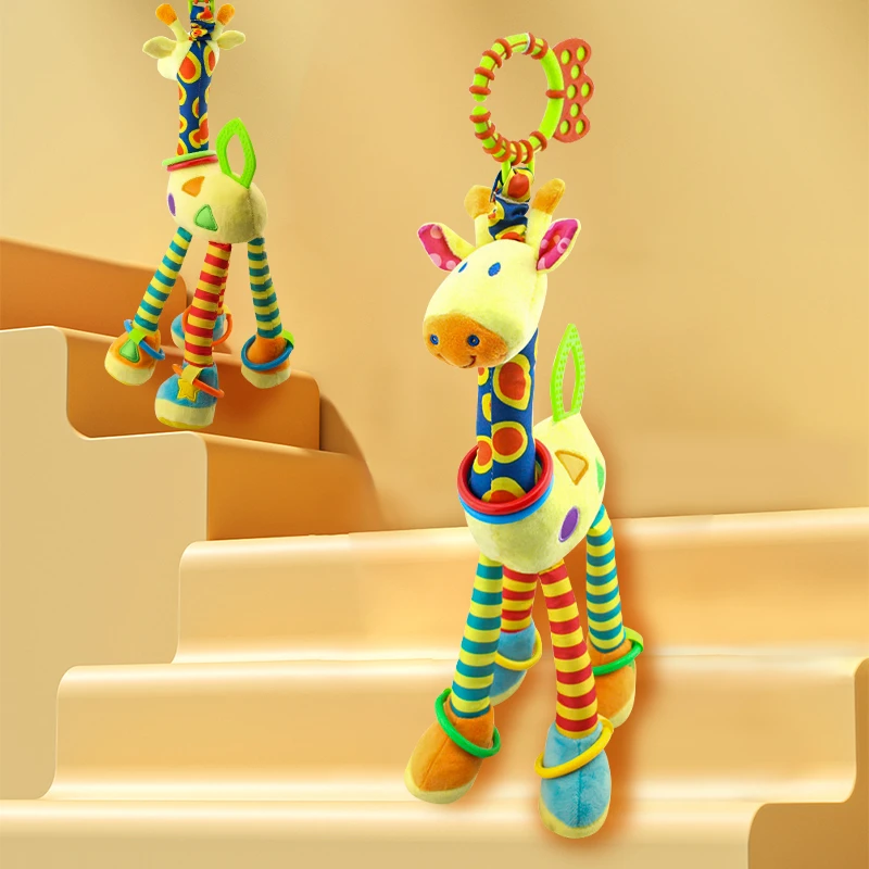 Baby Developmental Toys Soft Giraffe Rattle Stroller Mobile Hanging Bell Infant Sensory Plush Gift Infant Bed Plush Animal Toy