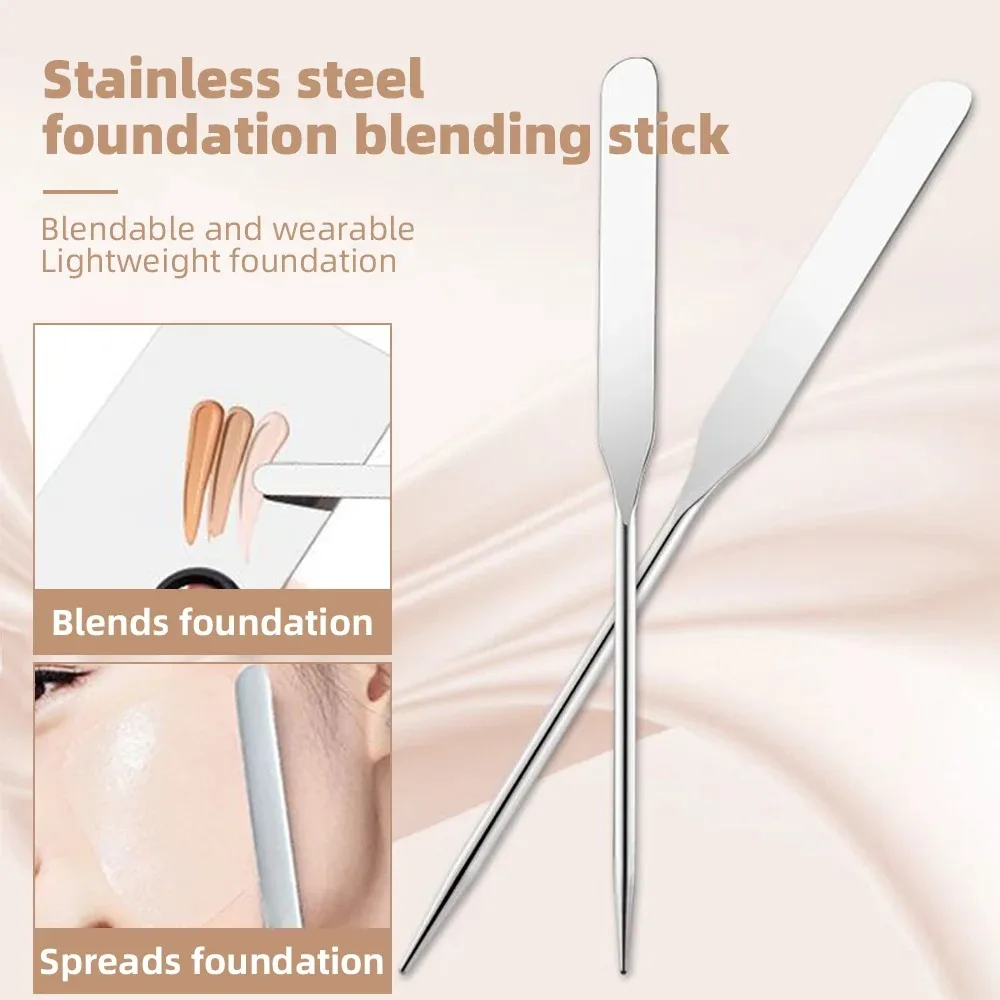 Roestvrijstalen Make-Up Spatel Mixing Stick Foundation Brush Set Oogschaduw Crème Pigment Menggereedschap Gezicht Contour Borstel Tool