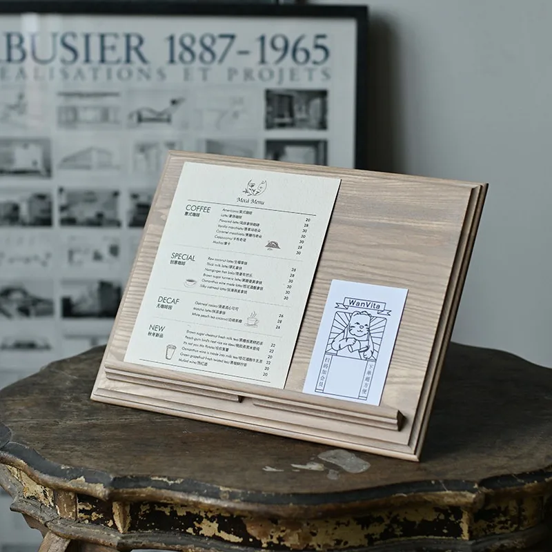 Vintage Price Sign Display Board & Postcard Bookend Multi-purpose Desk Literature Organizer for Bookstore Home Decor Book Holder