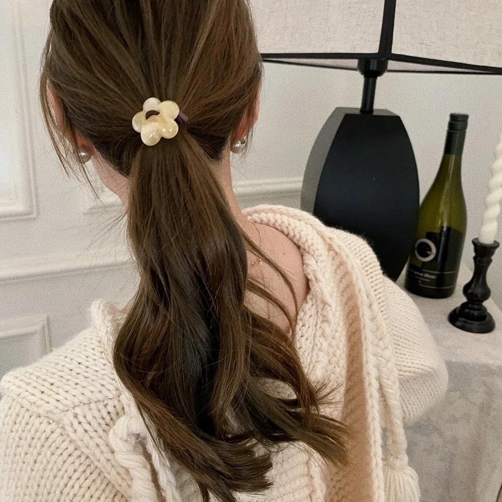 Woman Plastic Flower Design Hair Ties Lady Korean Style Elastic Hairband Girls Rubber Band Ponytail Holders Scrunchies Hair Rope