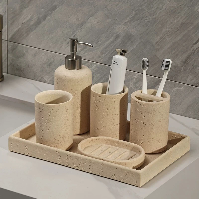 Waterproof Toothbrush Holder Moisture Proof Lotion Bottle Durable Bathroom Fixtures and Accessories Strong Hardness Toilet Set