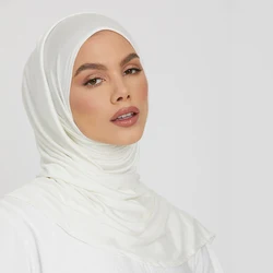 High Quality Jersey Hijab Plain Muslim Scarf Solid Color With Good Stitch Stretchy Soft Turban Head Wraps Shawl