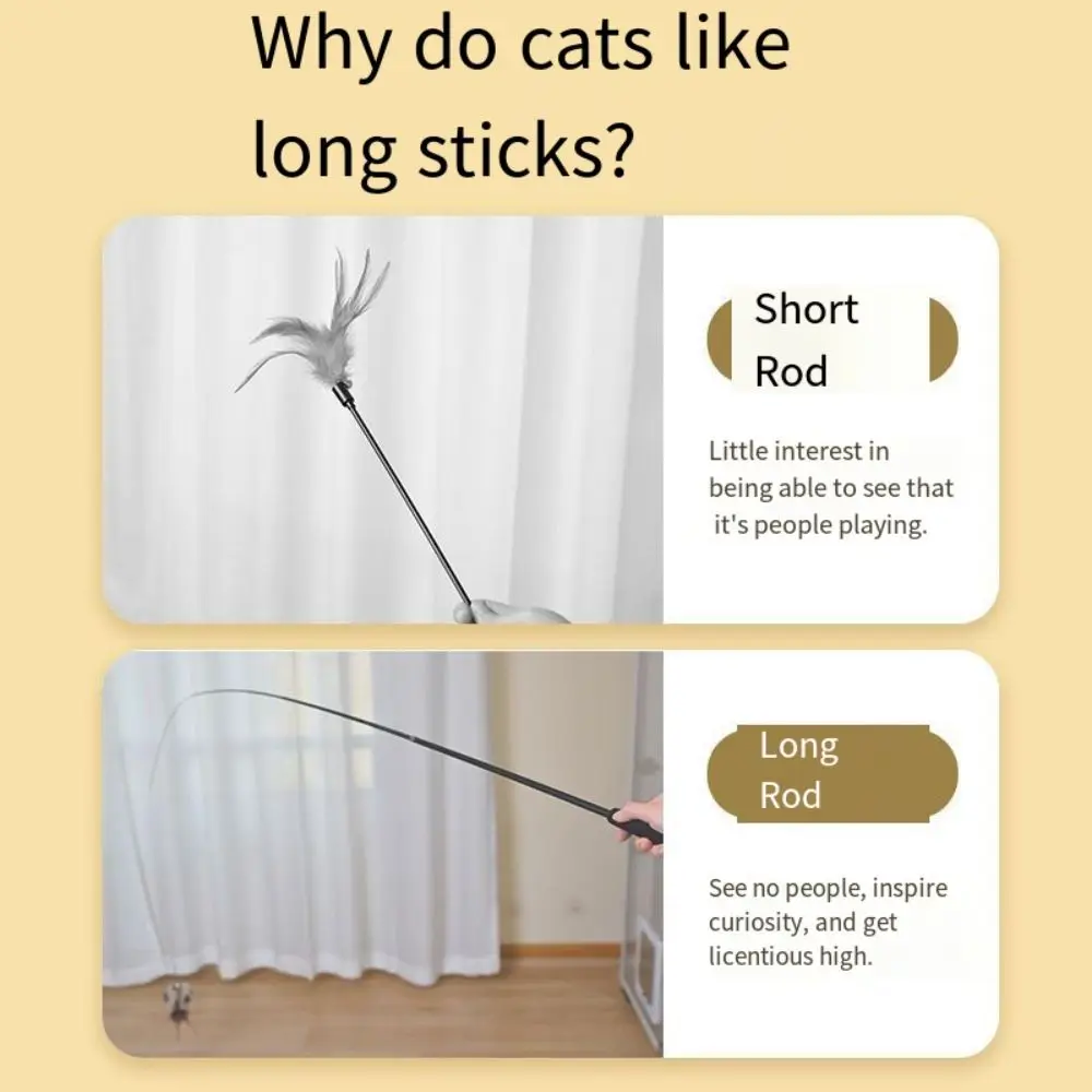 1.8m Cat Teaser Stick Four-section Catcher Toy Cat Interactive Stick Fishing Rod Telescopic Fishing Pole Wand Pet Supplies