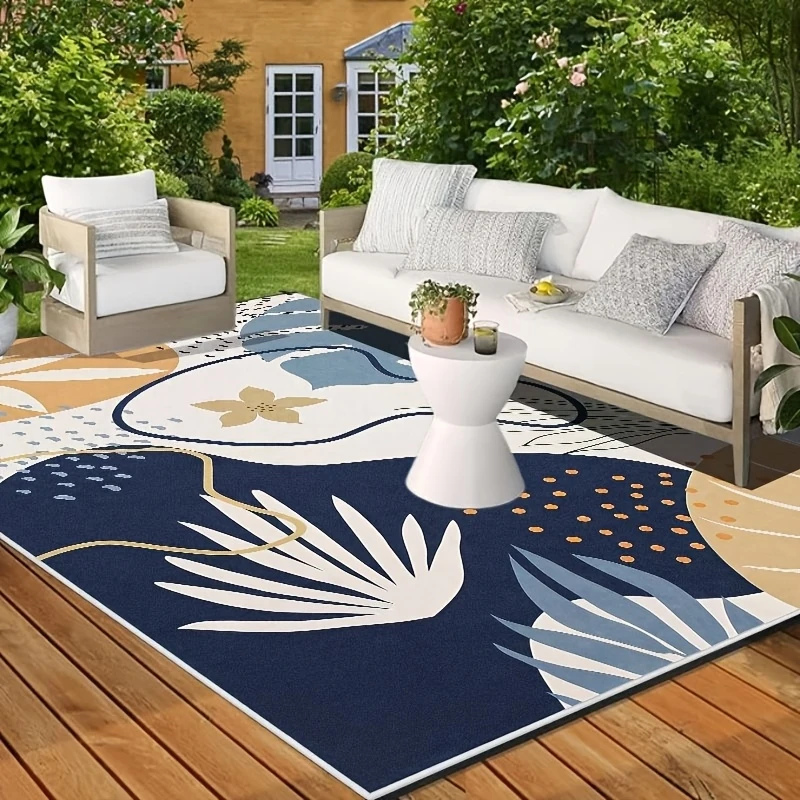 VIKAMA Light Luxury Fresh-Style Rug: Durable, Non-Slip Patio Lounge Chair Mat, Living Room Coffee Table & Sofa Rug, Home Decor