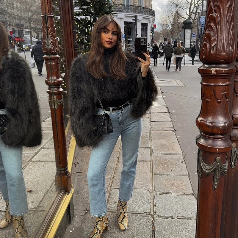 Neo hortelã novo 2025 outono pele do falso colheita topo pullovers ins chique rua meninas fofo casaco de pele de raposa inverno capa de pele streetwear