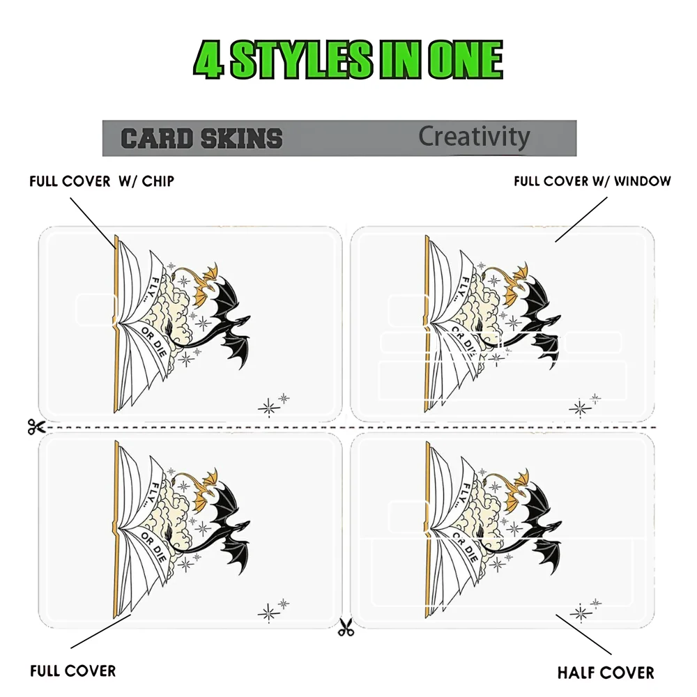 Dragon F-Fourth W-Wing Stickers Cartoon Credit Card Visa Debit Bank Charge Card Bus Metro Waterproof Sticker Decal Decoration